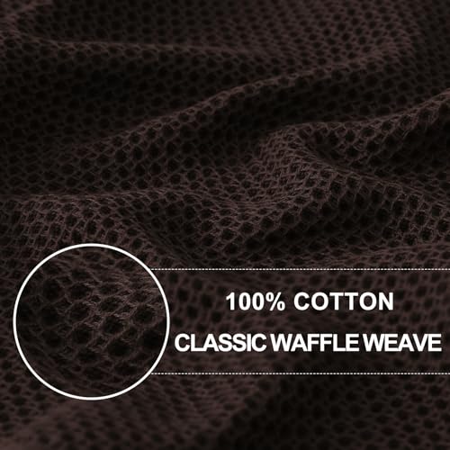 100% Cotton Waffle Weave Kitchen Dish Cloths 12 (Dark Brown / 12 X 12 - 12 Pack)