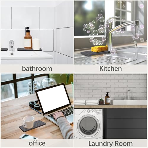 2 PCS Water Absorbent diatomite Coasters (7.1 x 3.5 inches / Dark Grey)