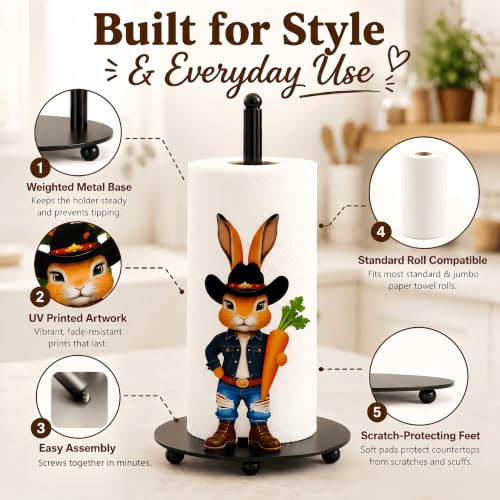 Bunny Paper Towel Holder Countertop (Colorful Bunny)