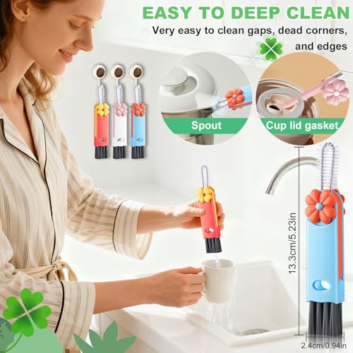 3 in 1 Cup Lid Cleaning Brush (Red, Pink, Blue(3pcs))