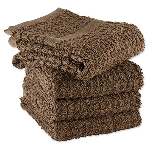 Basic Terry Collection Waffle Dishtowel Set (Solid Brown / 15x26")