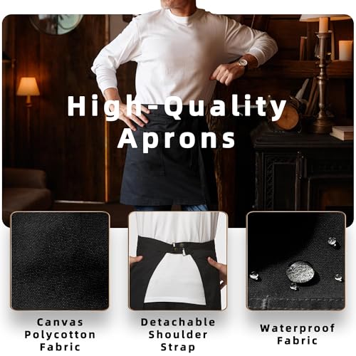 Waist Apron for Men Server Bistro Half 4251BY (3 Pack / Black)