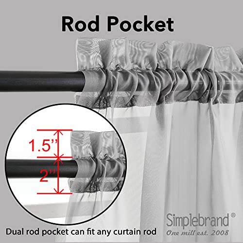 Grey Sheer Curtains 72 Inches Long 2 Panels for Living Room (Charcoal Grey / 42"W x 72"L (Pack of 2))