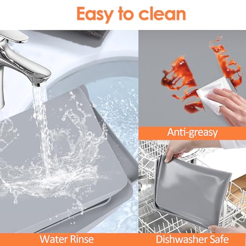 Silicone Coffee Maker Mat with Lip for Countertops (Grey / 19.7'' x 15'')