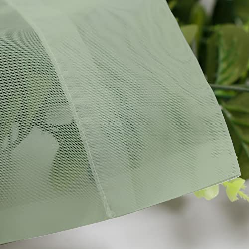 Sage Green Sheer Scarf Valances for Windows 216 Inch Extra Long (Sage Green / 42"W x 216"L (Pack of 2))