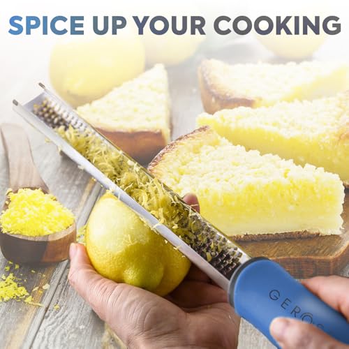 Stainless Steel Cheese Grater & Lemon Zester w (Light-Blue)
