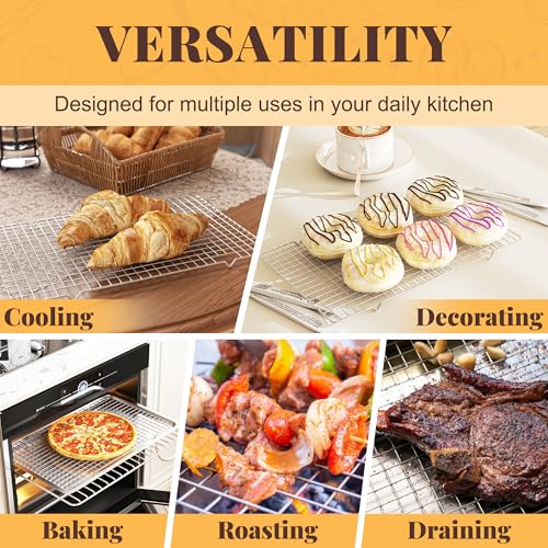 2 PCS Grid Wire Baking Cooling Racks (10“ x 16”-2 Pack / Silver)