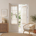 Linen French Door Curtains for Door Window 40 Inch Length 2 Panels Short Semi Sheer Light Filtering Curtain for Glass Small Window Drapes Rod Pocket for Bedroom Bathroom (26"W x 40"L (Pack of 2) / Linen)