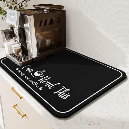 Coffee Bar Mat for Countertops 18inx24in (Black / 24" x 18")