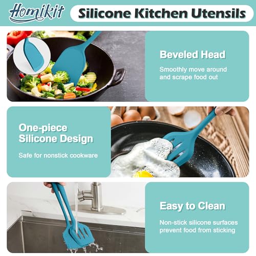 Silicone Cooking Utensils Set (Blue)
