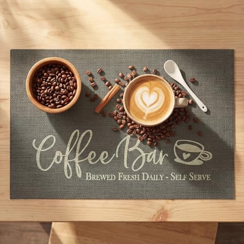 Coffee Bar Mat Set of 2 (12" x 18", Rectangular 2 Pcs / Gray)