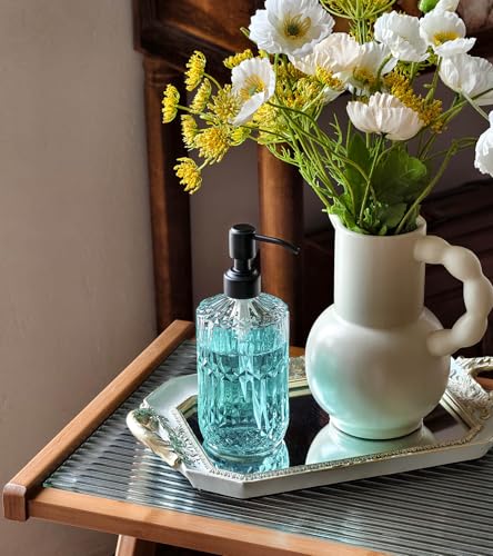 18Oz Clear Glass Soap Dispenser with Black Rust Proof Pump (Clear-black Pump / Dazzle)
