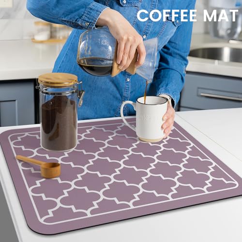 Dish Drying Mat Absorbent Dish Drying Mats for Kitchen Counter 15"x 18" (Stylish Purple / 18" x 15")