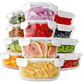 24pc Glass Food Storage Containers with Lids (White / 12 Pack)