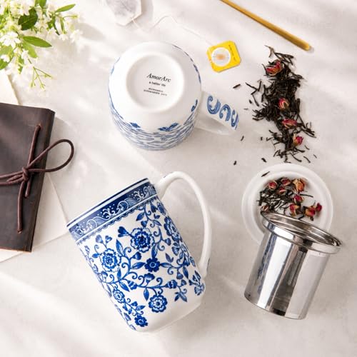 Tea Cup With Infuser and Lid (Peony)