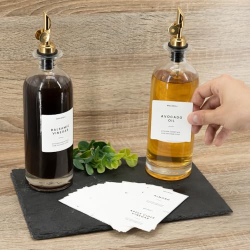 Oil and Vinegar Dispenser with Metal Pour Spout (500ml, Set of 2 Bottles / Gold)