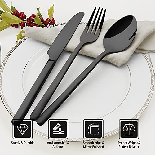 Black Silverware Set (30 Piece / Black)