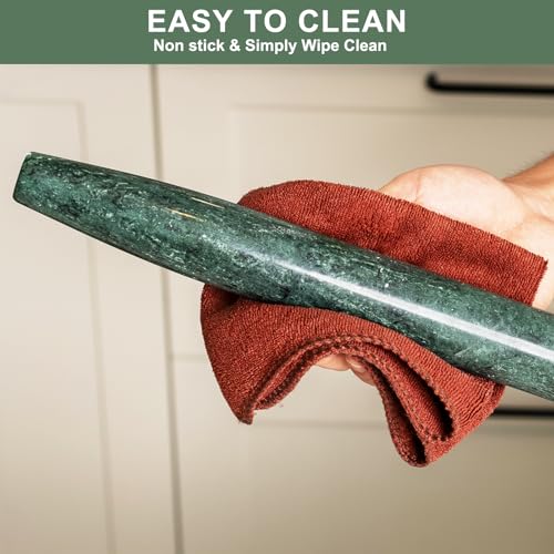 Natural Marble Rolling Pin for Baking (15.6"x1.48"-Green)