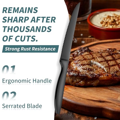 Black Steak Knives Set of 12 (Only Knives / Black for 12)