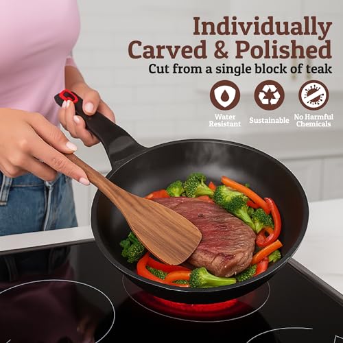 PriorityChef Wooden Spoons for Cooking (10Pc Set + Rest)