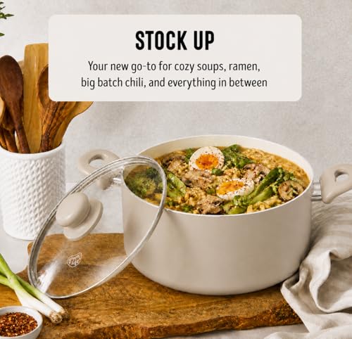 5QT Ceramic Nonstick Stockpot with Lid (5 Quarts / Beige Taupe)
