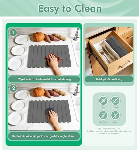 Stone Dish Drying Mat for Kitchen Counter