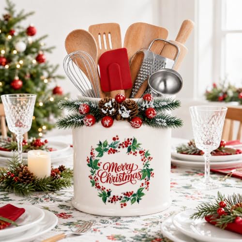Christmas Ceramic Utensil Holder (Christmas / One Pack)