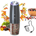 Gravity Electric Pepper Grinder Rechargeable Salt Grinder Pepper Griner Mill Electric with LED Light (Classic Black)