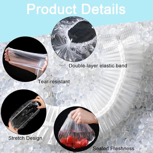500pcs Plastic Bowl Covers Elastic Reusable Food Covers Outdoor Thickend Kitchen Bowl Dish Plate Cover (M-42CM / White-500)
