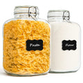 Square Glass Pantry Jars with Airtight Lids 1.1 Gallon 2 Pack Large (1.1 gallon x 2)