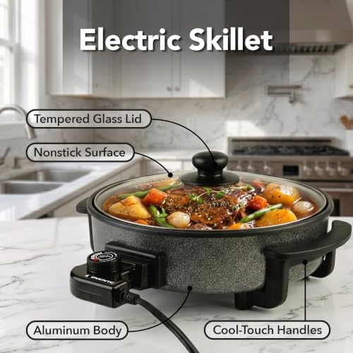 Round Electric Skillet (11.5 Inch - Black)