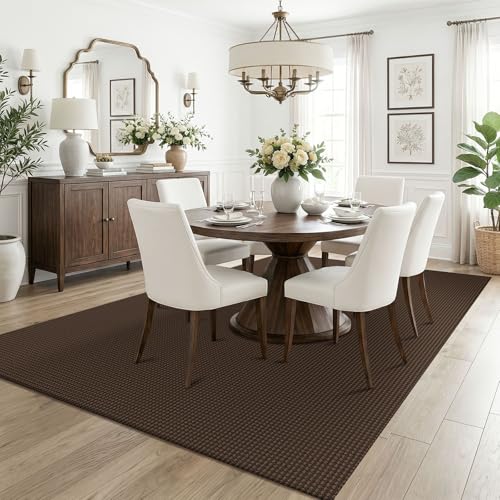 Washable 5x7 Living Room Rug (Brown/Dark Brown / 5' x 7' (Rectangular))