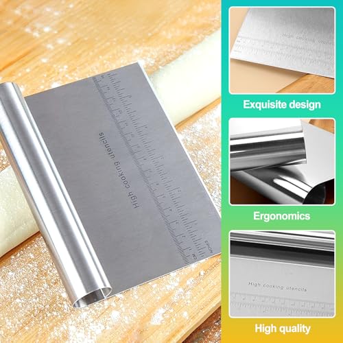 2 Pack Stainless Steel Dough Cutter & Pastry Scraper
