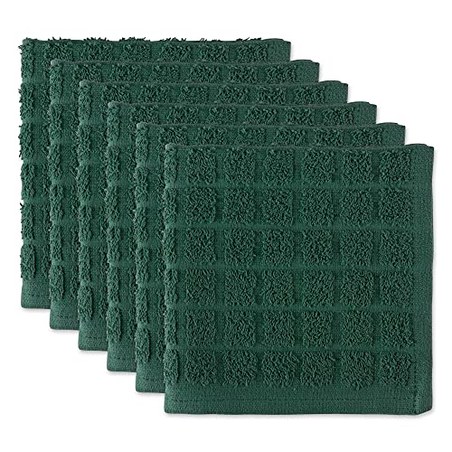 Basic Terry Collection Solid Windowpane Dishcloth Set (Green / 12x12")