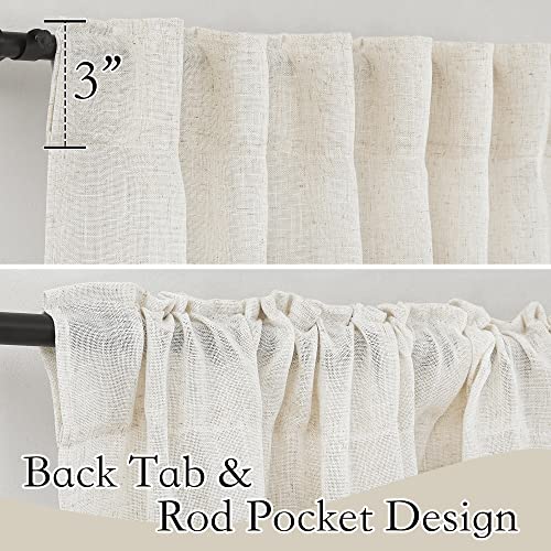 Short Linen Sheer Curtains for Small Kitchen Cafe Bathroom Window (Linen / 52"W x 45"L (Pack of 2))