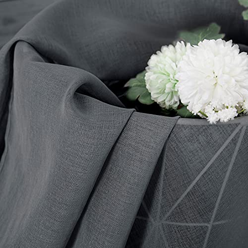 Short Sheer Curtain Linen Textured Bedroom Curtains Sheer Light Filtering Rod Pocket Voile Curtain for Living Room (54"W x 54"L (Pack of 2) / Dark Grey)