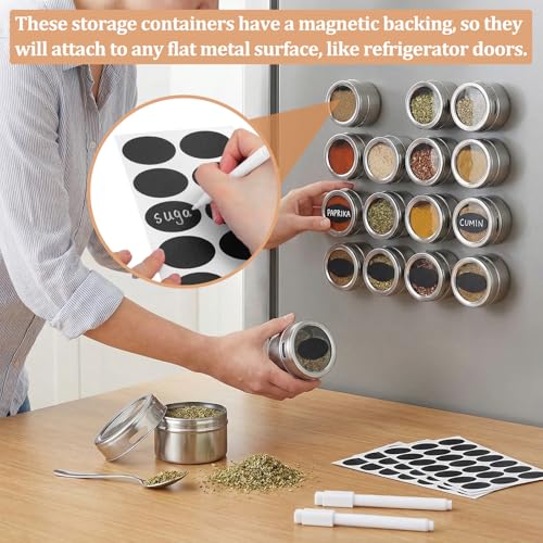 8 Pack Magnetic Spice Jars for Refrigerator