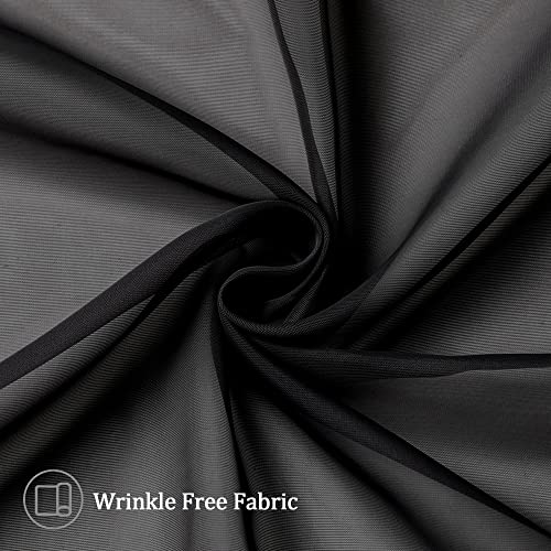 2 Panels Black Sheer Valance 14 Inch Length (40"W x 14"L (Pack of 2) / Black)