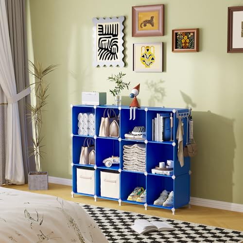Cube Storage Organizer Closet Organizers 12 Cube Storage Shelves (Dark Blue)