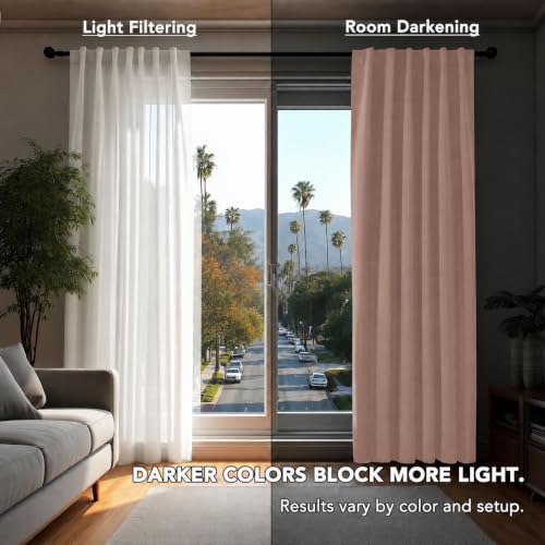 Room Darkening Curtains Back Tab and Rod Pocket Curtains Thermal Insulated Blackout Curtains for Bedroom 52Wx72L Inch Coral Pink Set of 2 (Coral Pink / 52"W x 72"L (Pack of 2))