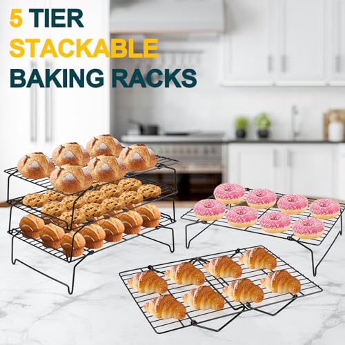 5 Tier Stainless Steel Cooling Rack (Black / 15" x 10")