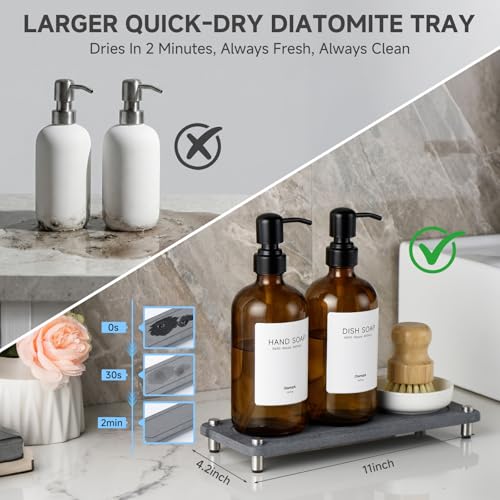 2 Pack Kitchen Soap Dispenser Set (Amber)