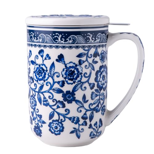 Tea Cup With Infuser and Lid (Peony)