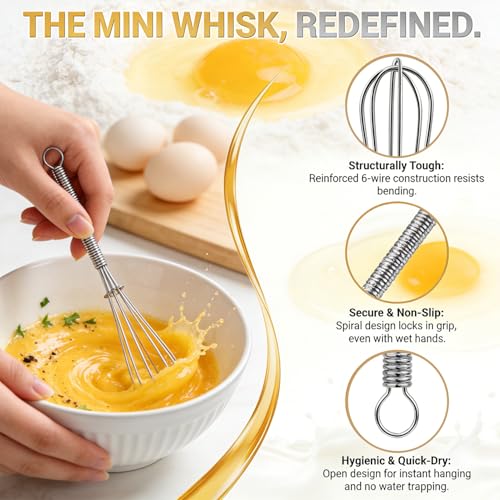 Mini Wire Whisks (5+7 inch / 4 Pieces Silver)