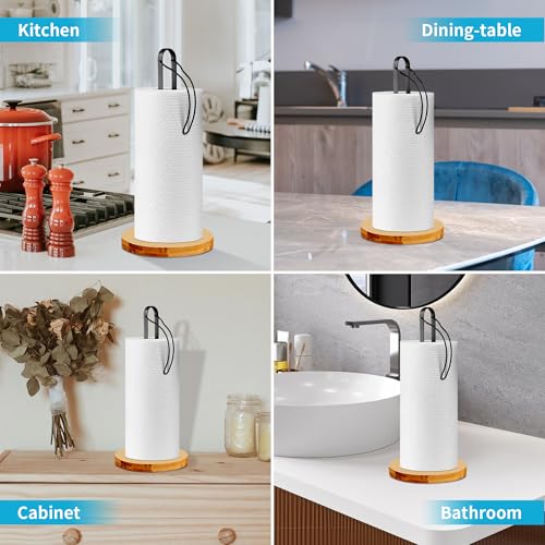 Wood Paper Towel Holder Countertop (Black / B)