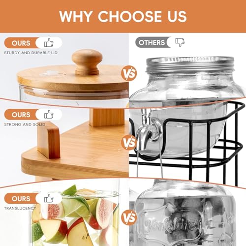 2 Gallon 2 Pack large Glass Drink dispenser for parties (2 pack 2 gallon)