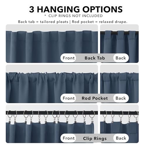 Blackout Curtains for Bedroom (Grayish Blue / 42"W x 72"L (Pack of 2))