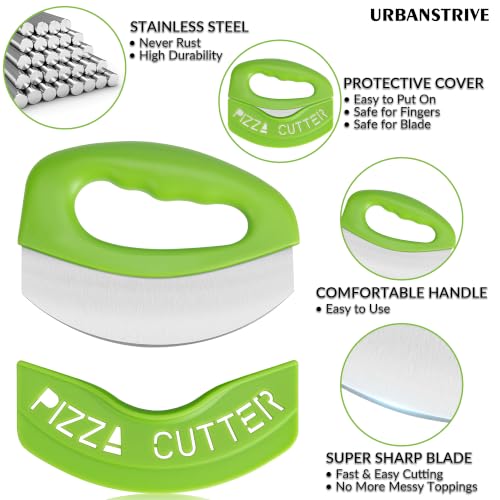 Pizza Cutter with Blade Cover Stainless Steel Upgrade Sharper Blade Green 2 (Green)