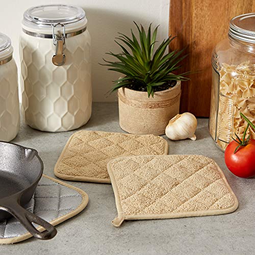 Basic Terry Collection Quilted 100% Cotton (Potholder (3 Piece) / Pebble)