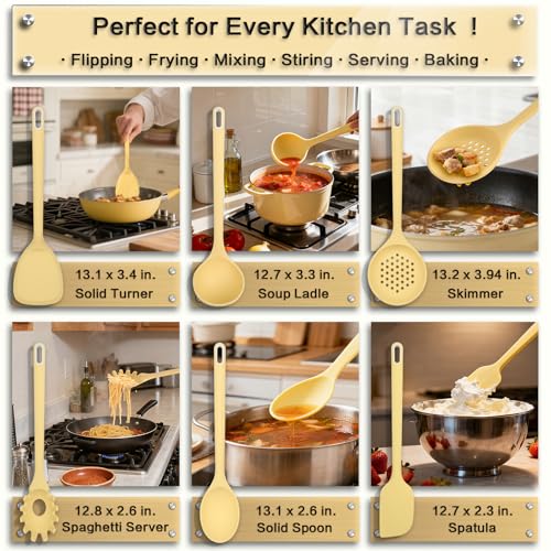 6 Piece Silicone Kitchen Cooking Utensils Set